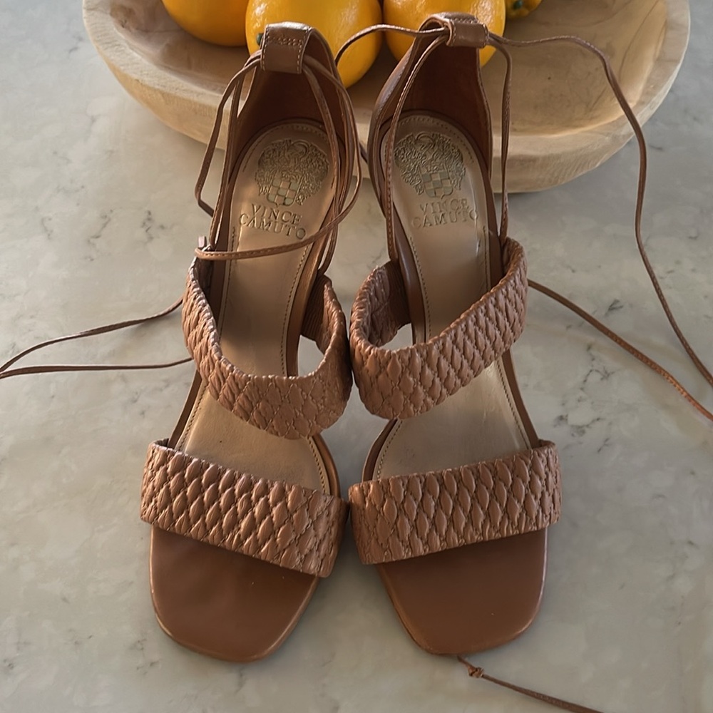Vince Camuto Tan Braided Heeled Sandals